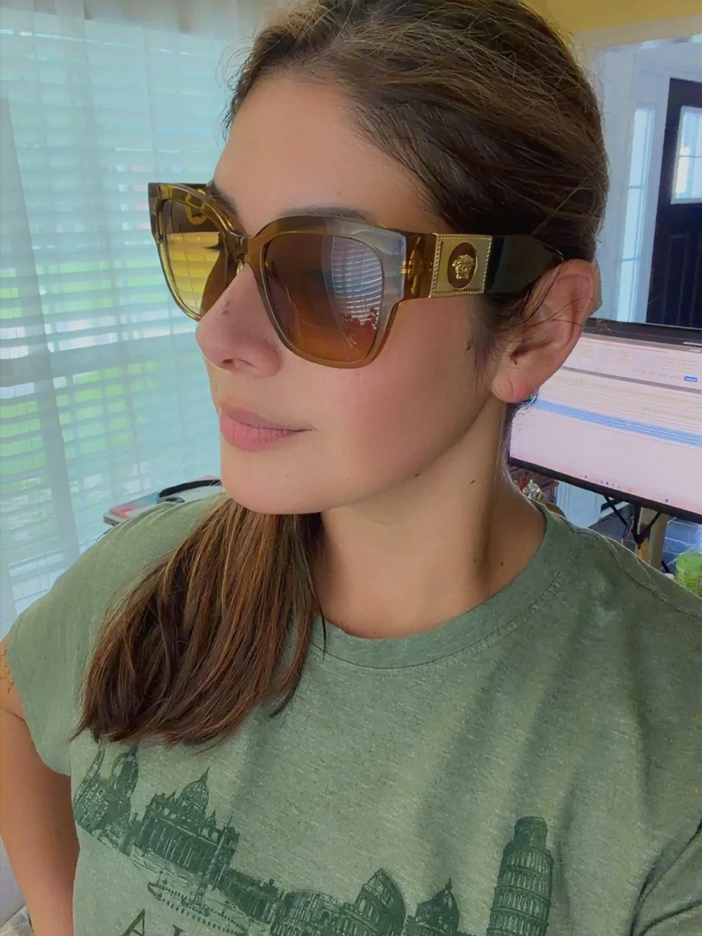 Versace Amber Transparent Gold Medusa-Accent Sunglasses